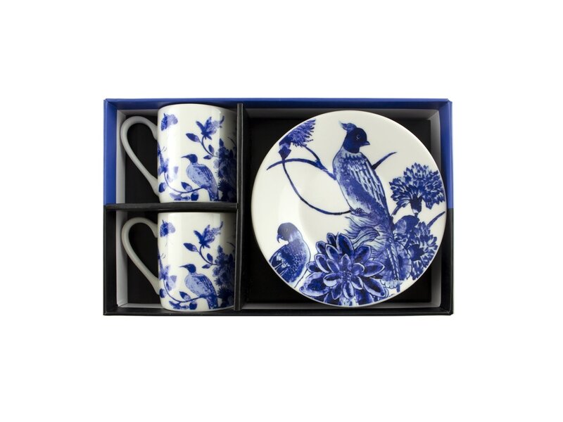 Espresso set , Delftware birds, Rijksmuseum