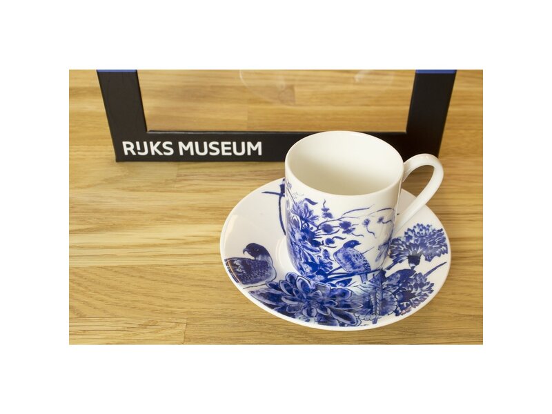 Espresso set , Delftware birds, Rijksmuseum