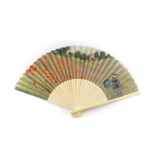 Hand waaier, bamboo, Monet, Veld met klaprozen