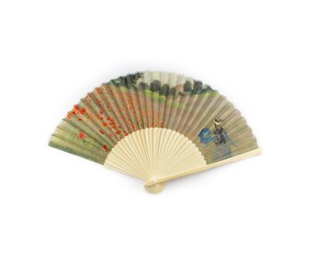 Waaier, bamboo, Monet, Veld met klaprozen