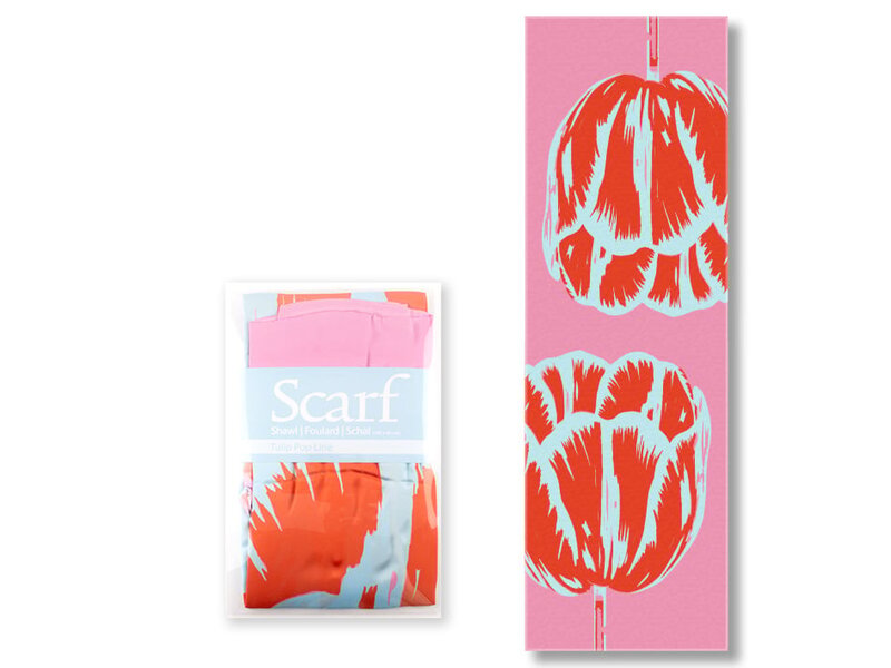 Sjaal Tulpen Pop Art lijn Roze