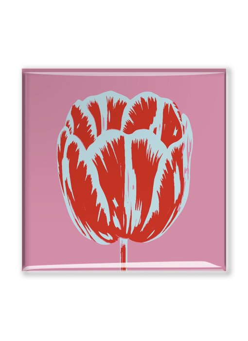 Imán de nevera, línea de muñeca de tulipán rosado