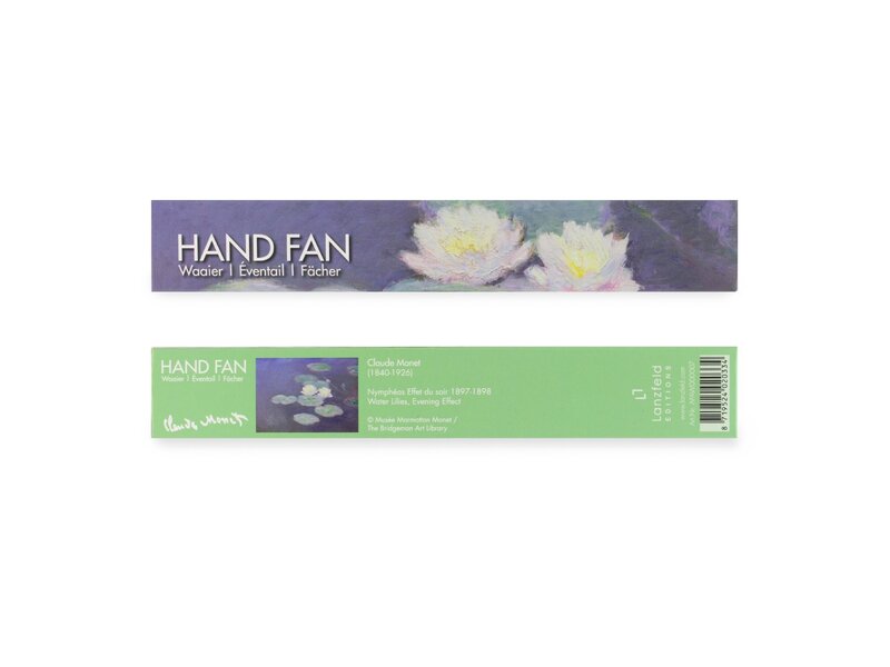Fan, bamboo, Monet, Waterlilies in evening light