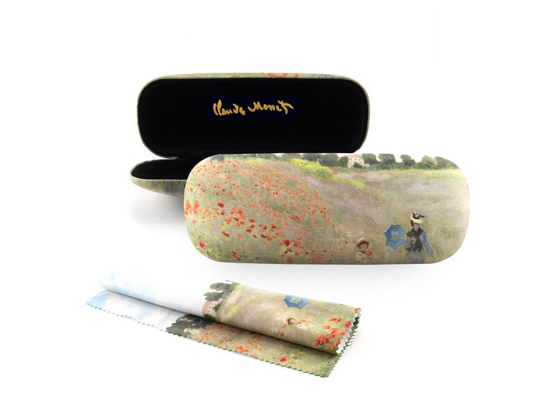 Étui à lunettes avec tissu pour lentilles, Monet, Field with coquelicots