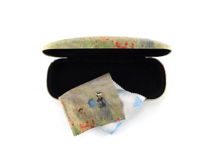 Étui à lunettes avec tissu pour lentilles, Monet, Field with coquelicots