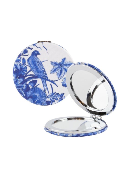 Folding pocket mirror, Delft Blue birds
