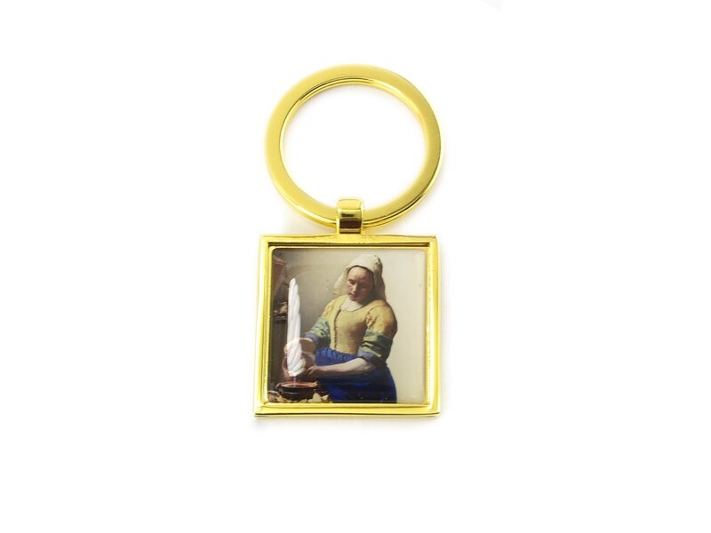 Keyring W, Metal gold, SQ, Milkmaid Vermeer