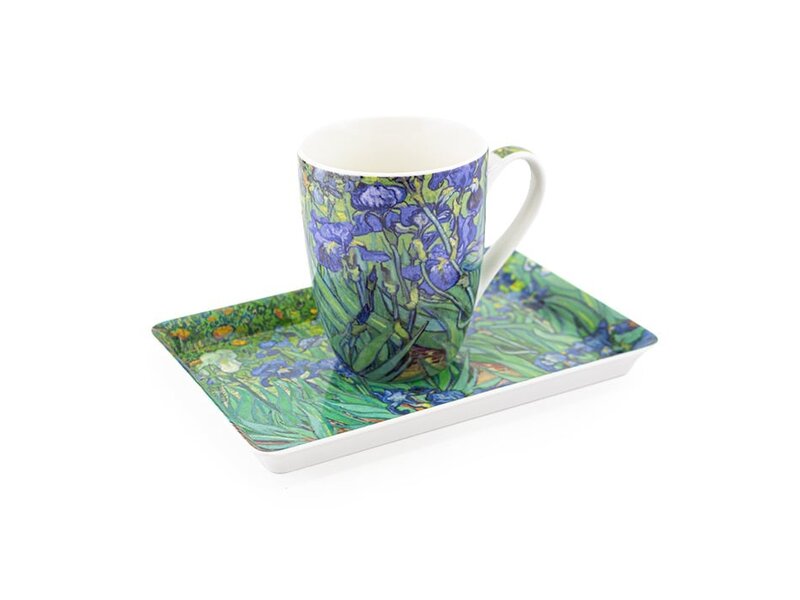 Set: Becher & Tablett, Iris, Van Gogh