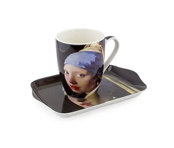 Set: Becher & Tablett, Mädchen mit Perlenohrring, Vermeer.