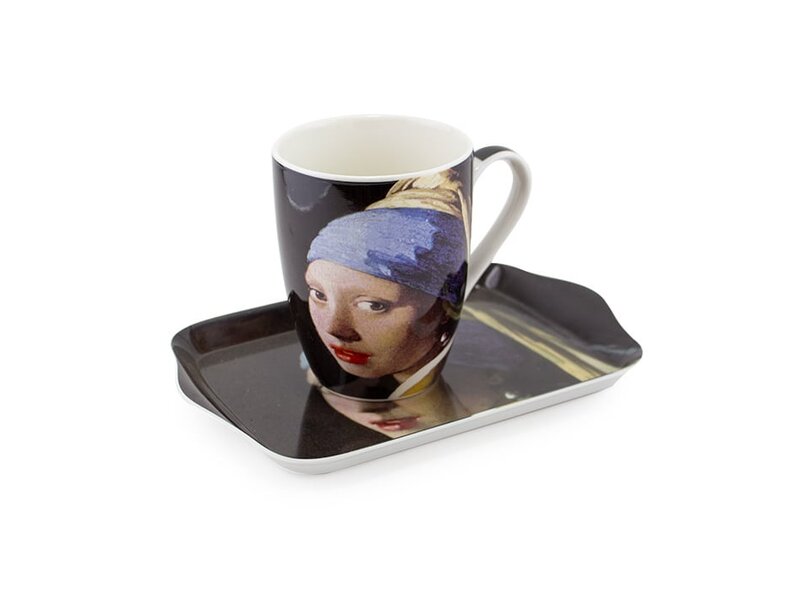 Set: Becher & Tablett, Mädchen mit Perlenohrring, Vermeer.