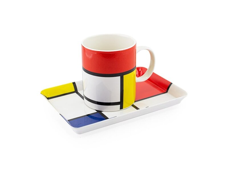 Ensemble: Tasse et plateau,  Mondrian