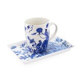 Ensemble: tasse et plateau, oiseaux bleus de Delft, Rijksmuseum