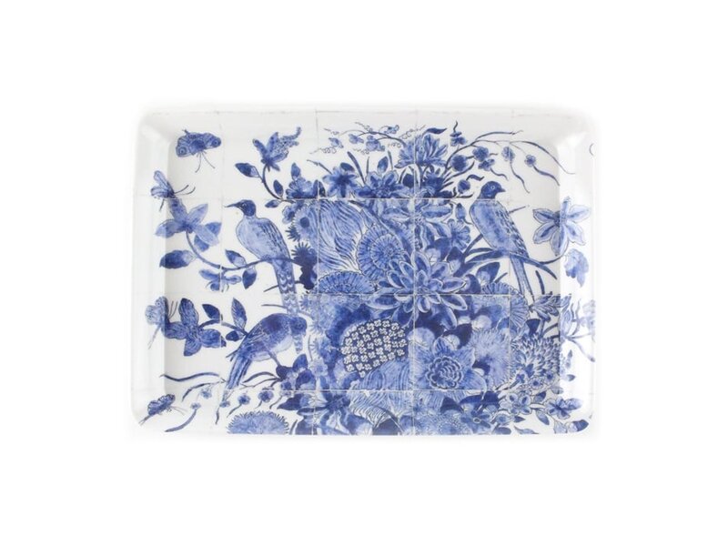 Ensemble: tasse et plateau, oiseaux bleus de Delft, Rijksmuseum
