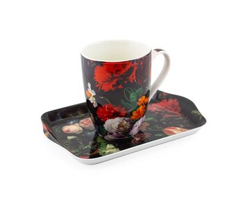 Set: Mok & dienblad, De Heem, Bloemstilleven