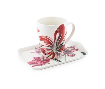 Set: Becher & Tablett, Merian, drei Tulpen