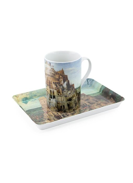 Ensemble: tasse et plateau, Bruegel, tour de Babel