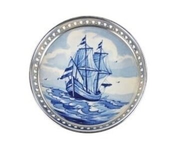 Delft blue bottle coaster, Galleon