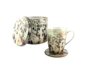 Set: Tasse/ étain / dessous de verre, TAvercamp, paysage d'hiver