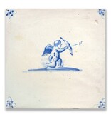 Postcard, Delft blue tile, Cupid
