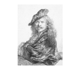 Künstlerjournal,  Selbstporträt auf einer Steinschwelle, Rembrandt