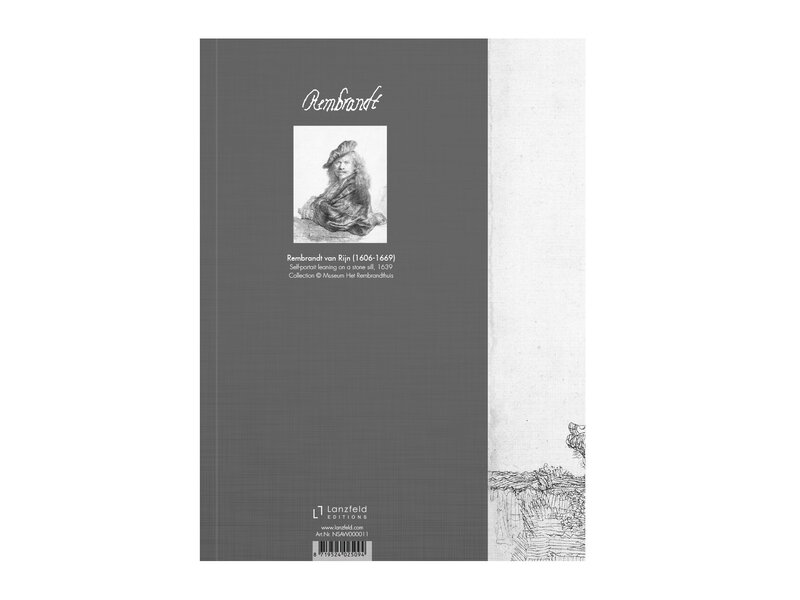 Softcover kunst schetsboek,  Zelfportret leunend op stenen dorpel, Rembrandt