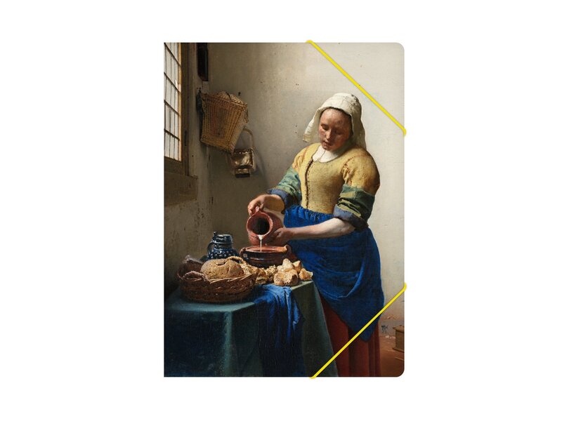 Paper file folder with elastic closure, Milkmaid Vermeer