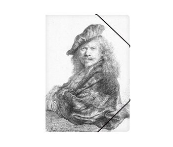 Paper file folder with elastic closure,A4, Self-portrait leaning on a stone sill, Rembrandt