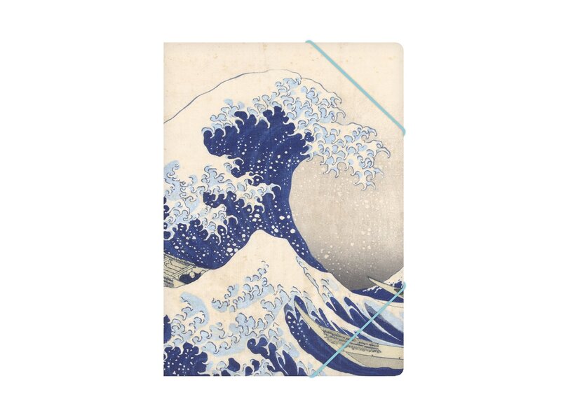 Paper file folder with elastic closure, Hokusai, great Wave