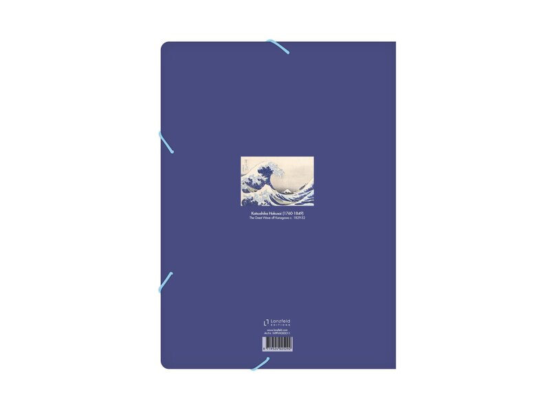 Paper file folder with elastic closure, Hokusai, great Wave