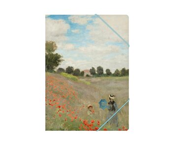 Paper file folder with elastic closure,A4, Monet, Field with poppies