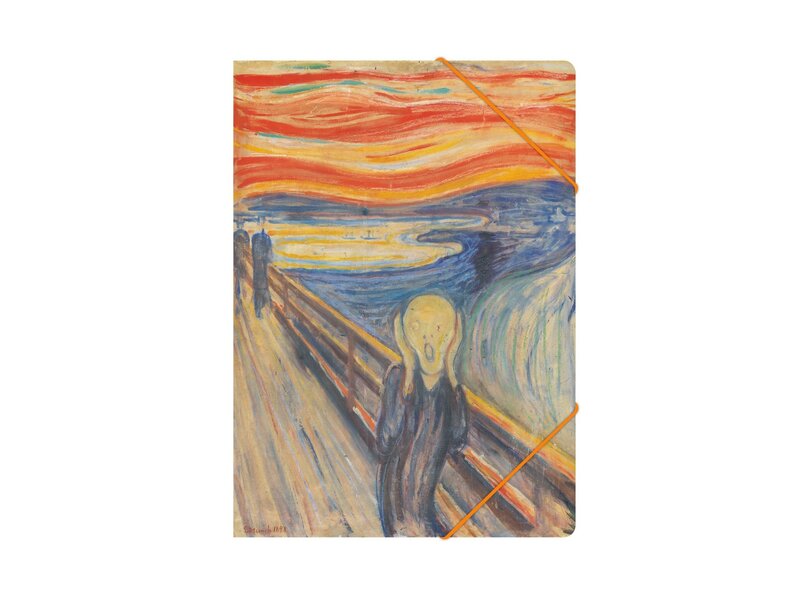 Paper file folder with elastic closure, Munch, The scream