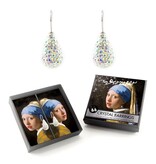 Versilberte Ohrringe mit glitzernden Kristallsteinen, Mädchen mit Perlenohrring, Vermeer Versilberte Ohrringe mit glitzernden Kristallsteinen, Mädchen mit Perlenohrring, Vermeer