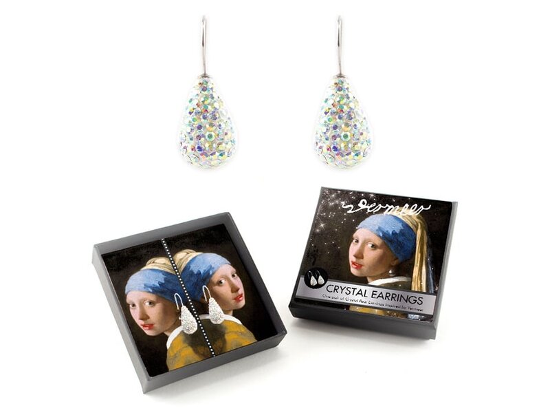 Versilberte Ohrringe mit glitzernden Kristallsteinen, Mädchen mit Perlenohrring, Vermeer