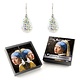 Silver plated earrings with glittering crystal stones, Girl with a Pearl Earring, Vermeer
