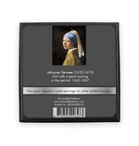 Versilberte Ohrringe mit glitzernden Kristallsteinen, Mädchen mit Perlenohrring, Vermeer Versilberte Ohrringe mit glitzernden Kristallsteinen, Mädchen mit Perlenohrring, Vermeer