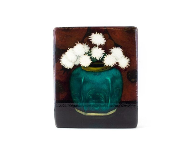 Meister-auf-Holz, Mankes, Chrysanthemen im Ingwerglas, 240 x 195 mm