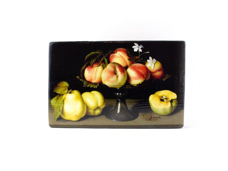 Maîtres sur bois, Nature morte aux pêches et coings, 300 x 195mm