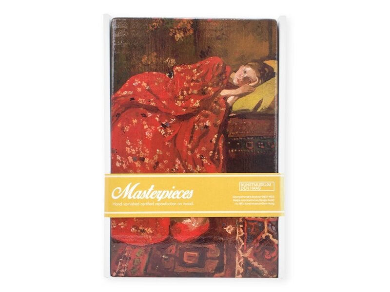 Maestros en madera, Breitner, Chica en kimono rojo,  300 x  195 mm