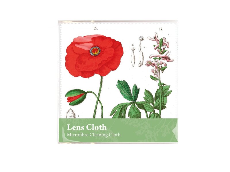 Chiffon de nettoyage pour lunettes,15 x 15 cm, Coquelicot, Hortus Botanicus