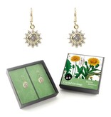 Gold plated earrings with glittering crystal stones, Dandelion