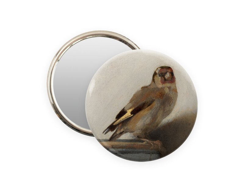 Espejo de bolsillo,  Ø 80 mm, El jilguero, Carel Fabritius