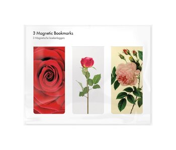 Juego de 3, marcapaginas magnético, Rosas