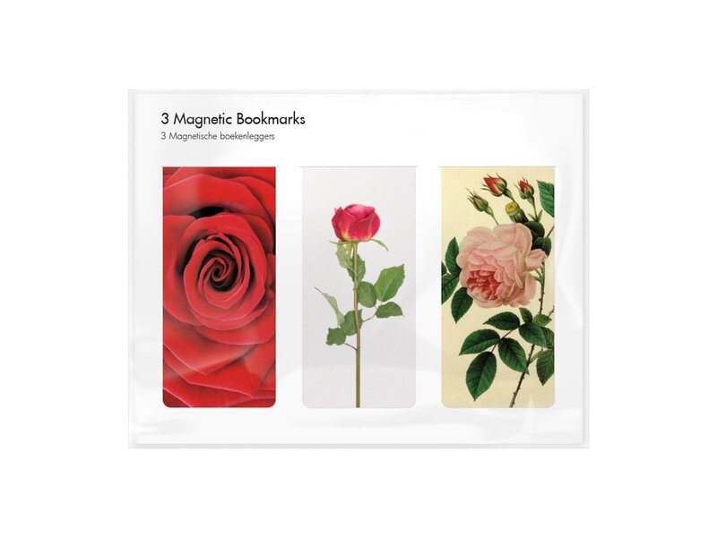 Juego de 3, marcapaginas magnético, Rosas