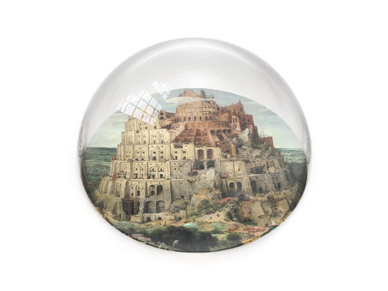 Presse-papier en verre,  Brueghel, Tour de Babel