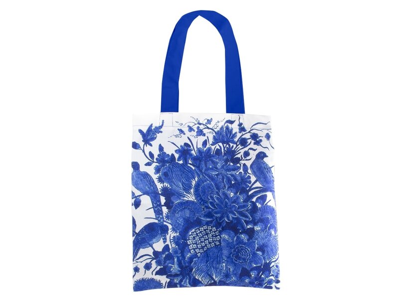 Gevoerde katoenen tas Luxe, Delfts blauwe vogels