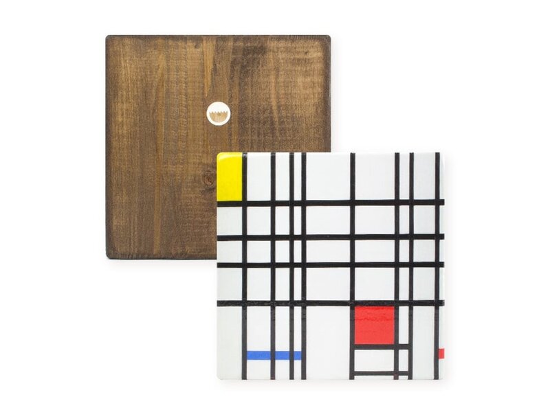 Meister auf Holz, Mondrian,  composition with yellow-blue-and-red