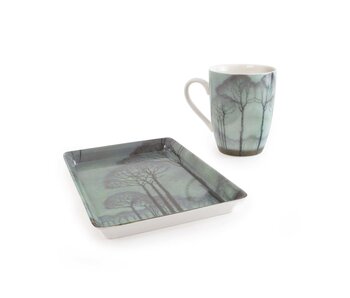 Set: Mug & tray, Jan Mankes, Row of trees