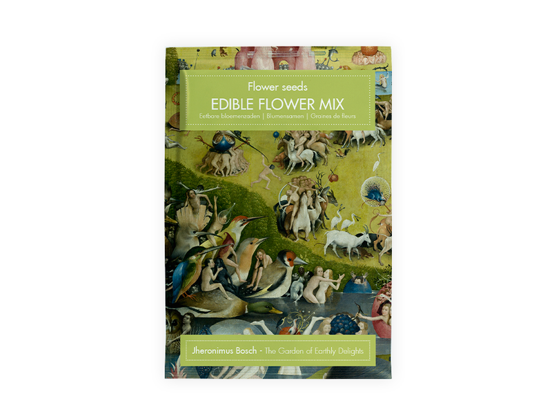 Postkaart zaad zakje, Jheronimus  Bosch, Tuin der Lusten