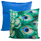 Housse de coussin, 45x45 cm, Plumes de paon