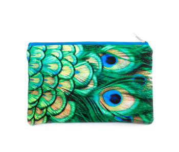 Pouch,  peacock feathers